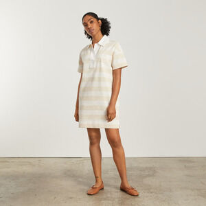 EVERLANE NWT Beige Striped Organic Cotton Beach Polo Tee Dress Size XS